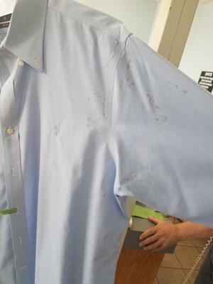 Brand new Ralph Lauren Polo shirt ruined by this cleaners.