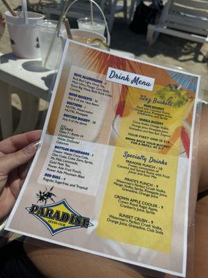 Menu on beach