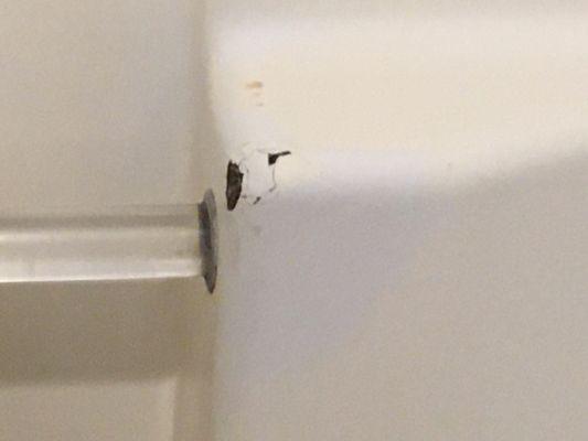 Poorly repaired shower bed