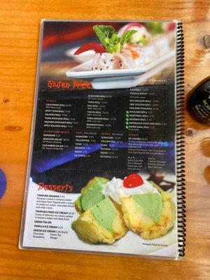 Gluten free menu side