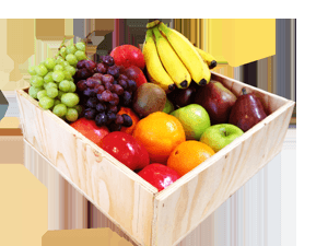 This is our A Couple of Fruits Box! Hand made wooden box is delivered with the fruit!