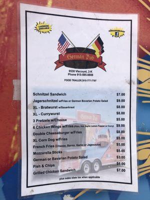 Food Truck Menu