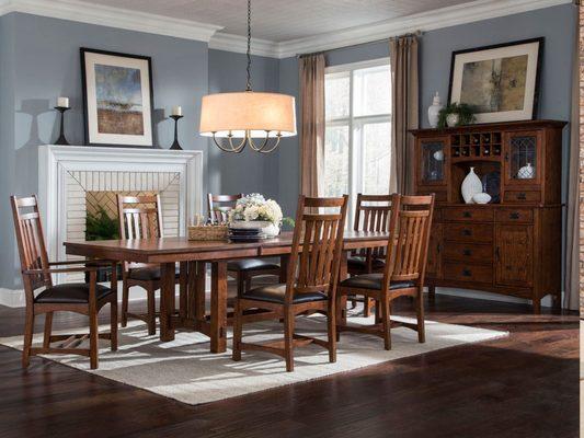 Large Selection of Solid wood dining tables like this Mission Style Oak Park set