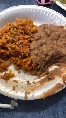 Half of the rice and beans.