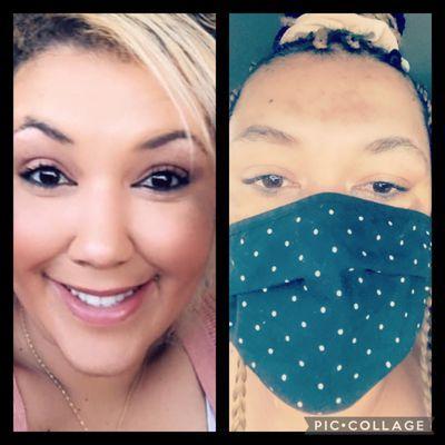 Pic on the left was eyebrows first time.  Pic with mask on was todays experience.