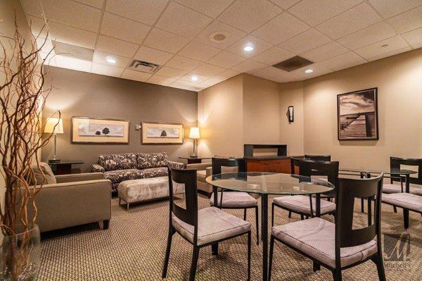 Client's desk and waiting area at Cincinnati's top beauty salon Mitchell's Salon & Day Spa