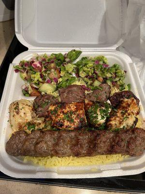 Mix Plate - Kebab, Kufta, Chicken, Rice and Salad