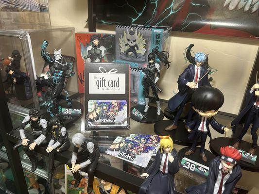 Anime figures and gift cards