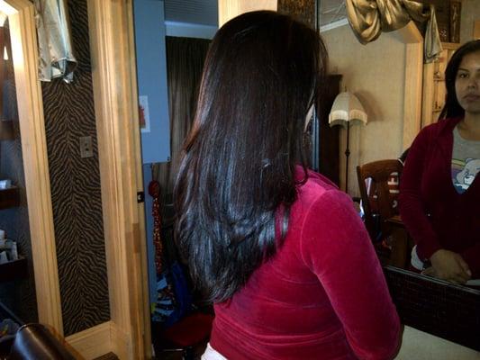 Realistic length and blending make the Italian hair extensions undetectable. Ruthie has 3oz of hair extensions added to her own.