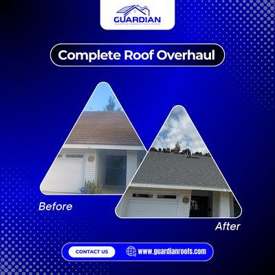 We love a good makeover! The before and after shot of this roof show how a professional touch can go a long way. Call us today!