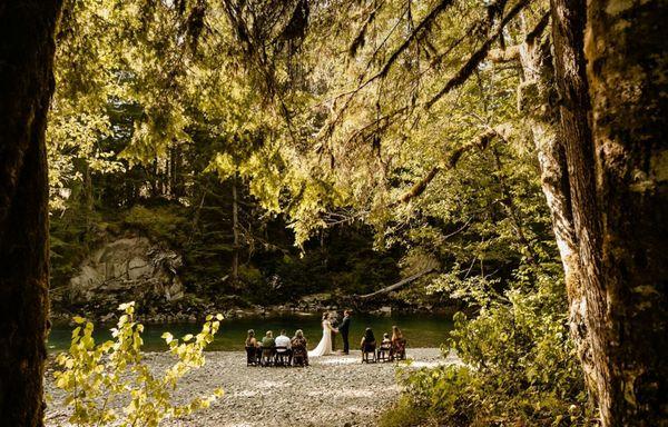 Fruit wood natural wood colored chairs blended PERFECTLY into the natural setting