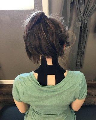 RockTape for neck pain and decompression the area for better circulation!