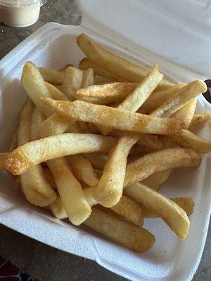 Clean, crispy, well seasoned fries.