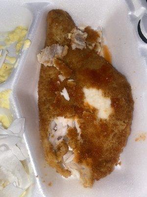 This is the fried flounder that was so nasty, oily and unseasoned I had to spit it out.