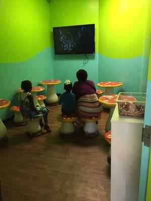 Kids' room- watch a movie or color while enjoying a frozen treat :)