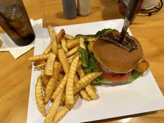 Sweet Tea, Grilled Chicken Sandwich (with Carolina Gold Sauce) and Fries