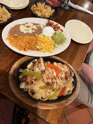 Chicken fajitas with all the fixin's