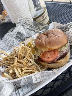 Smoked bologna sandwich and fries