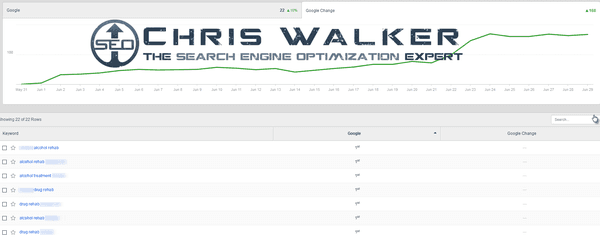 Competitive SEO rankings example