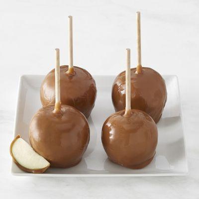 Handmade Gourmet Caramel apples, also available rolled in roasted almonds.