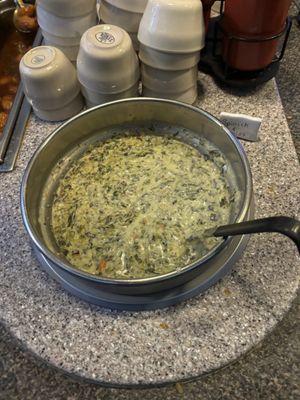 Soup on Salad Bar (spinach and Swiss)