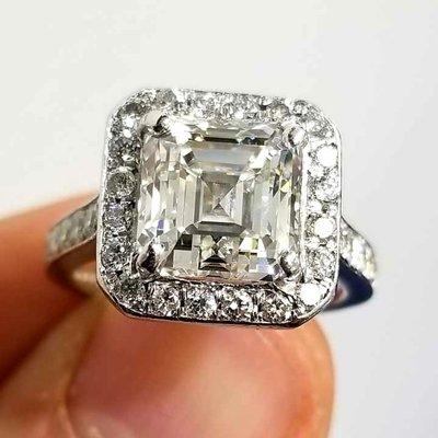 4 Carat asscher cut diamond engagement ring