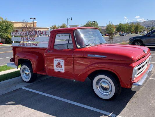 Rolling back in time with this vintage beauty parked outside the office. A classic touch to modern insurance services.