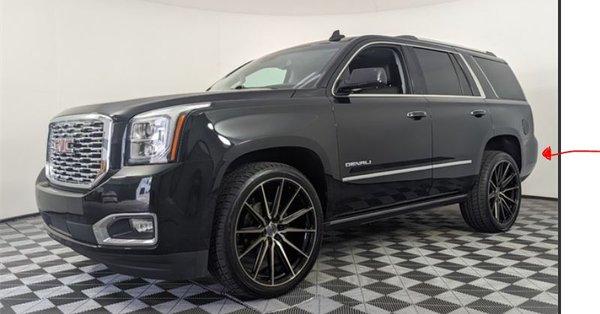 Not the original wheels that make up the $8k Denali Ultimate package.  Don't show the damage to the back left of the truck (Not on Carfax)