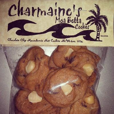 Chocolate chip macadamia nut cookies are Charmaine's only product, and they are delicious.