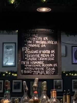 Bar menu