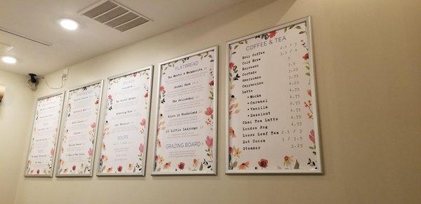 beautiful Spring menus on the wall