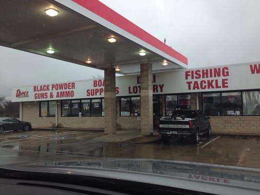 Dave's offers tackle, guns, ammo, deli, lottery, water sports supplies, fishing tackle, boat supplies and black powder.