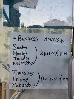 business hours as of 10/22/20!