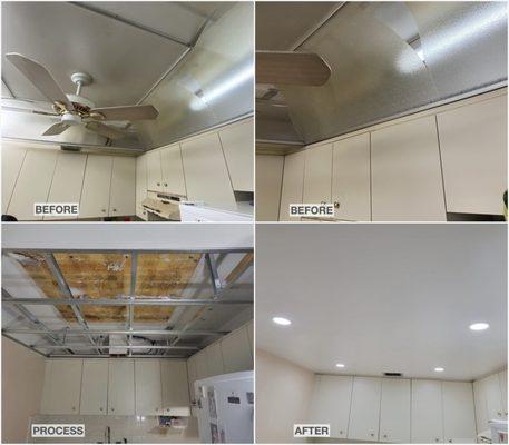 Drop ceiling installation with new lighting.