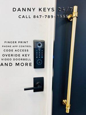 All in one deadbolt 

- Finger print 
- Phone app control 
- Code access
- Overide key
- 2k video doorbell 
And more 

Call 847-789-7555