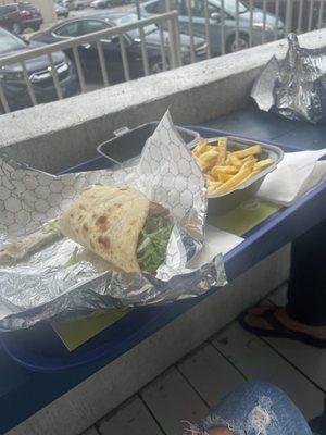 Classic gyro and Greek Fries with Feta and Herbs