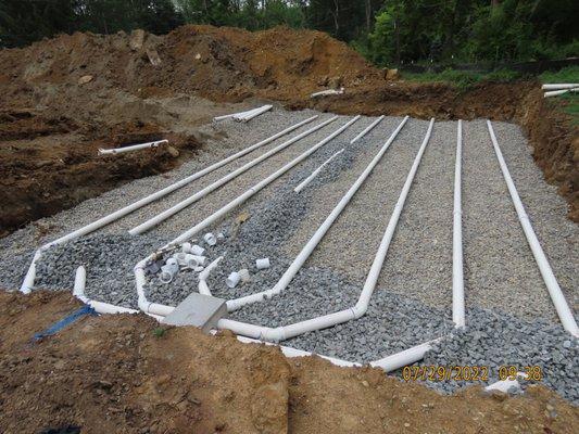 Building the septic field in Mendham.