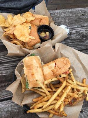 New Orleans Debris Sandwich on top and Middle Sound Turkey Sandwich on bottom! Fries were awesome too!