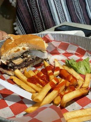 Bugsy burger. Luckily, I had ketchup packets in my purse!