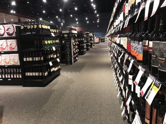 Liquor department with large selection of wines