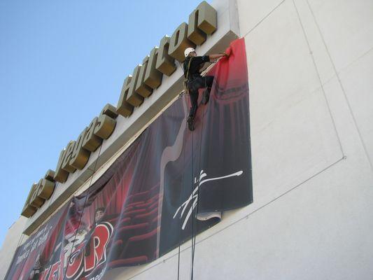 Rope access side of building in Las Vegas.