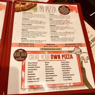 Pizza Menu