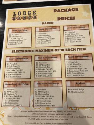 Package prices