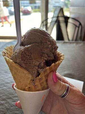 Waffle cone and chocolate. Almost like a bowl of ice cream