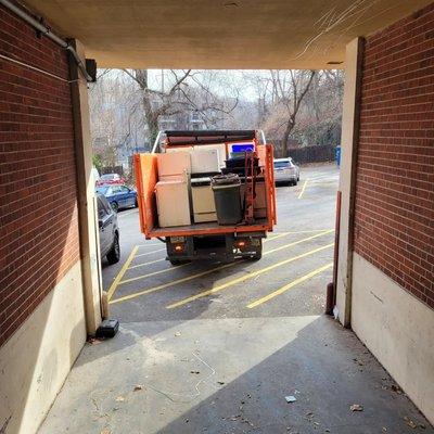 Appliances off to recycling center.