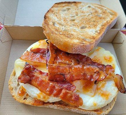 Sourdough breakfast hit the spot. I added hot sauce and mayo.