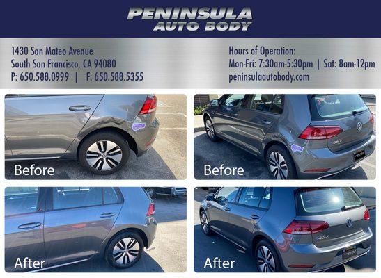 Volkswagen Collision Repair Before and After 5-Star Results  in South San Francisco - Peninsula Auto