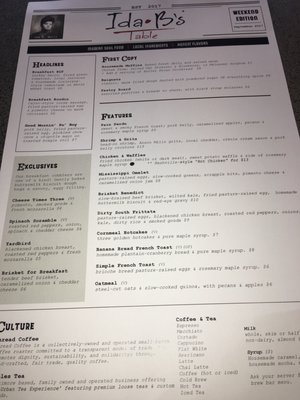 Quick peek at the menu