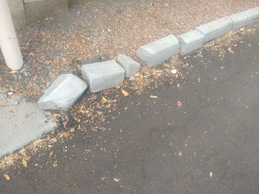 Broken curbing