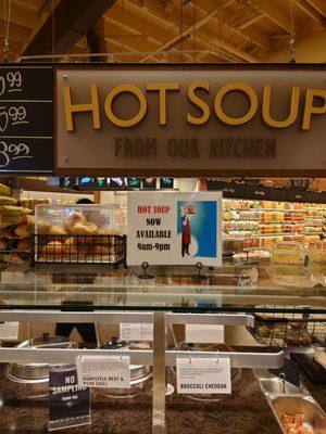 Hot Soup from 9 to 9!! So many delicious soups